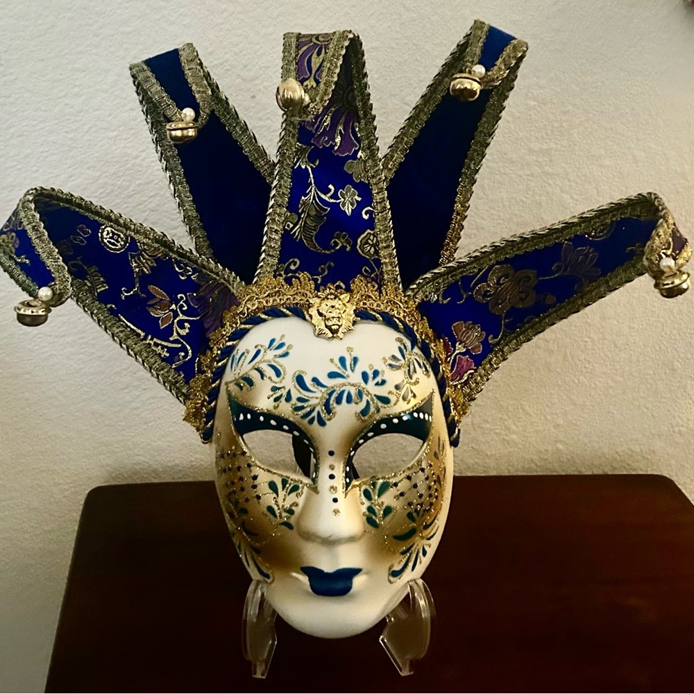 Blue and Gold Jester Mask